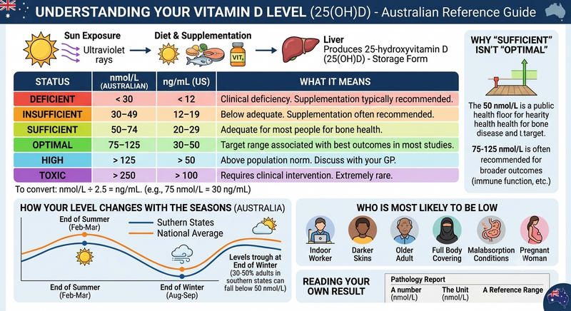 Vitamin D Levels: Normal Range Chart (Australia, 2026)